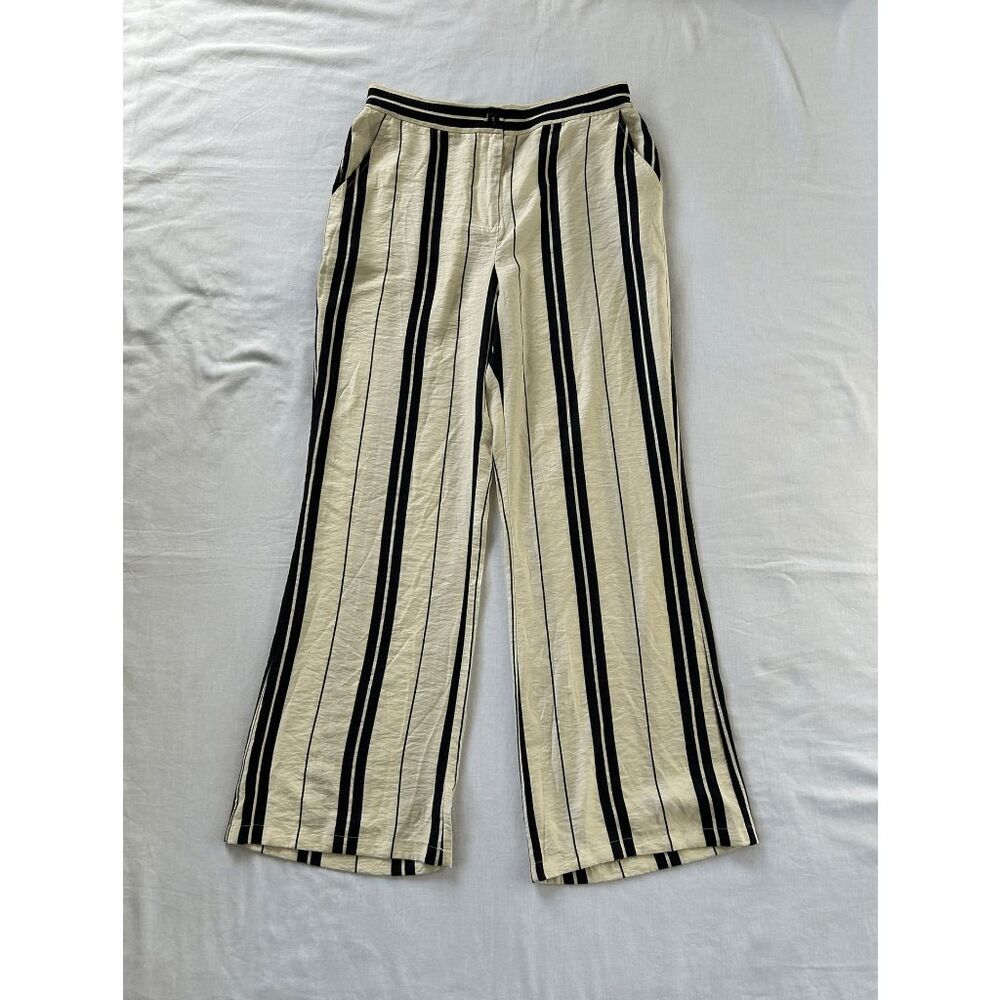 Sincerely Jules Dressy Wide Leg, Flowy Cream/Blue Striped Pants, Size XL, NWT